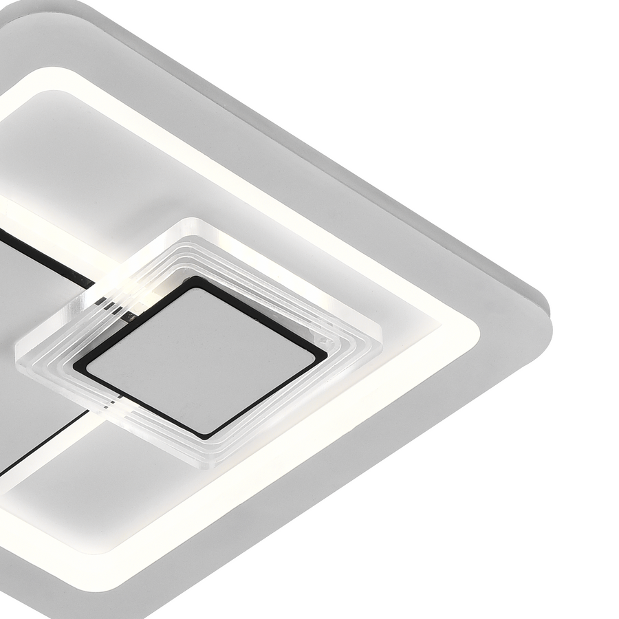 LED полилей KEREN 33W, квадратен, студена/топла/неутрална светлина 3000K/4000K/6000K, бял, метален и акрилен LED полилей Заглавие по подразбиране Alessandro Design