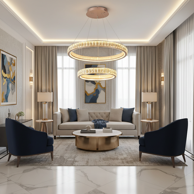 Кристален полилей, Kensington Magno, 111W, злато, 2 елемента, регулируема височина, топла/студена/неутрална светлина