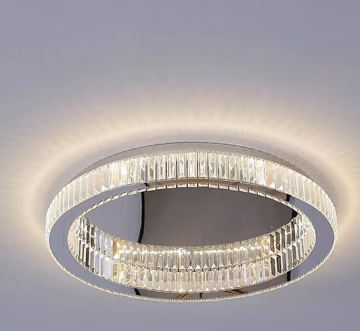 Lustra LED cu telecomanda si cristal VERTUS 31W, 50cm, Cerc, lumina Rece/Calda/Neutra, Dimabila, Crom Lustre LED cu Telecomanda Default Title Alessandro Design