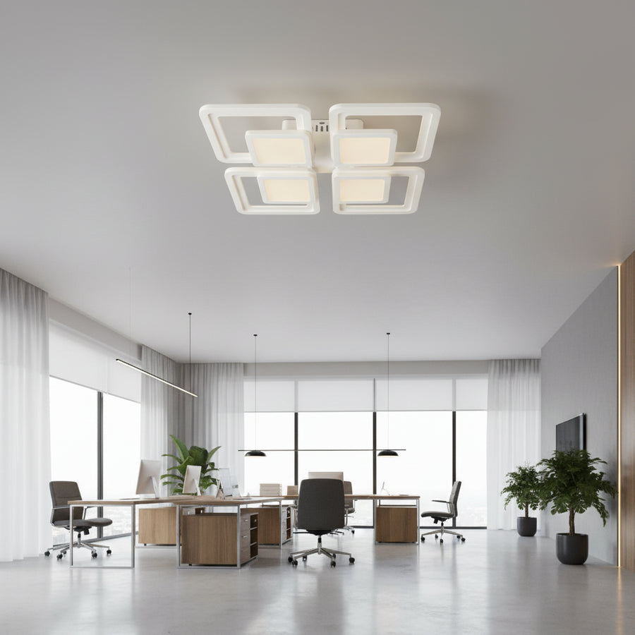 LED полилей с дистанционно управление SUSAN 96W, 4 квадрата, студена/топла/неутрална светлина, димируем, бял LED полилей с дистанционно управление Заглавие по подразбиране Alessandro Design
