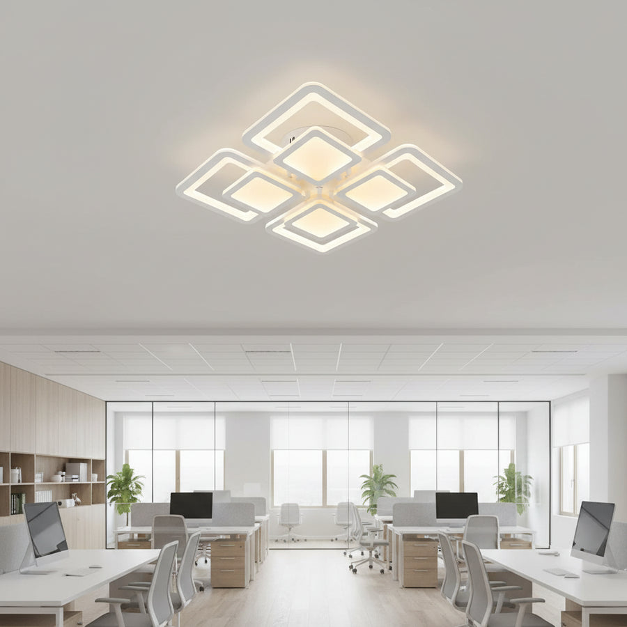 LED полилей с дистанционно управление SUSAN 96W, 4 квадрата, студена/топла/неутрална светлина, димируем, бял LED полилей с дистанционно управление Заглавие по подразбиране Alessandro Design