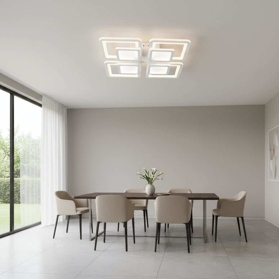 LED полилей с дистанционно управление SUSAN 96W, 4 квадрата, студена/топла/неутрална светлина, димируем, бял LED полилей с дистанционно управление Заглавие по подразбиране Alessandro Design