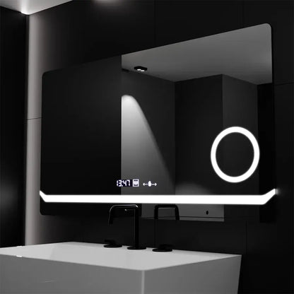 Правоъгълно LED огледало, 80x60 см, дефиниция MotionGlow Marcello, система за обезпотяване, часовник и термометър, козметична лупа, димируеми огледала Marcello Заглавие по подразбиране Alessandro Design