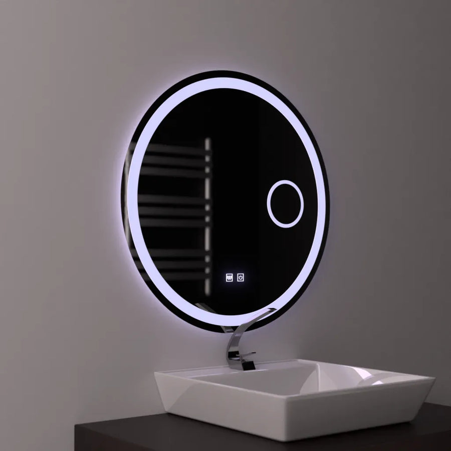 LED кръгло огледало 70 см, Touch Luxor, система против запотяване, димируемо огледало за баня с LED и противозамъгляващо заглавие по подразбиране Alessandro Design