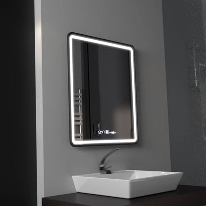 Правоъгълно LED огледало, 75x90cm, Favola MotionGlow Marcello, Demister System, Clock & Thermometer, Dimable