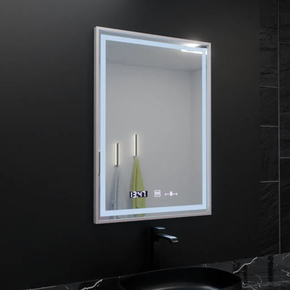 Правоъгълно LED огледало, 60x80 см, Verite Imperial Silver Motion Glow Marcello, система против мъгла, часовник и термометър, димируеми огледала Marcello Заглавие по подразбиране Alessandro Design
