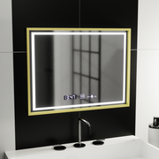 Правоъгълно LED огледало, 80x60 см, Verite Royale Gold MotionGlow Marcello, система за обезпотяване, часовник и термометър, димируеми огледала Marcello Заглавие по подразбиране Alessandro Design