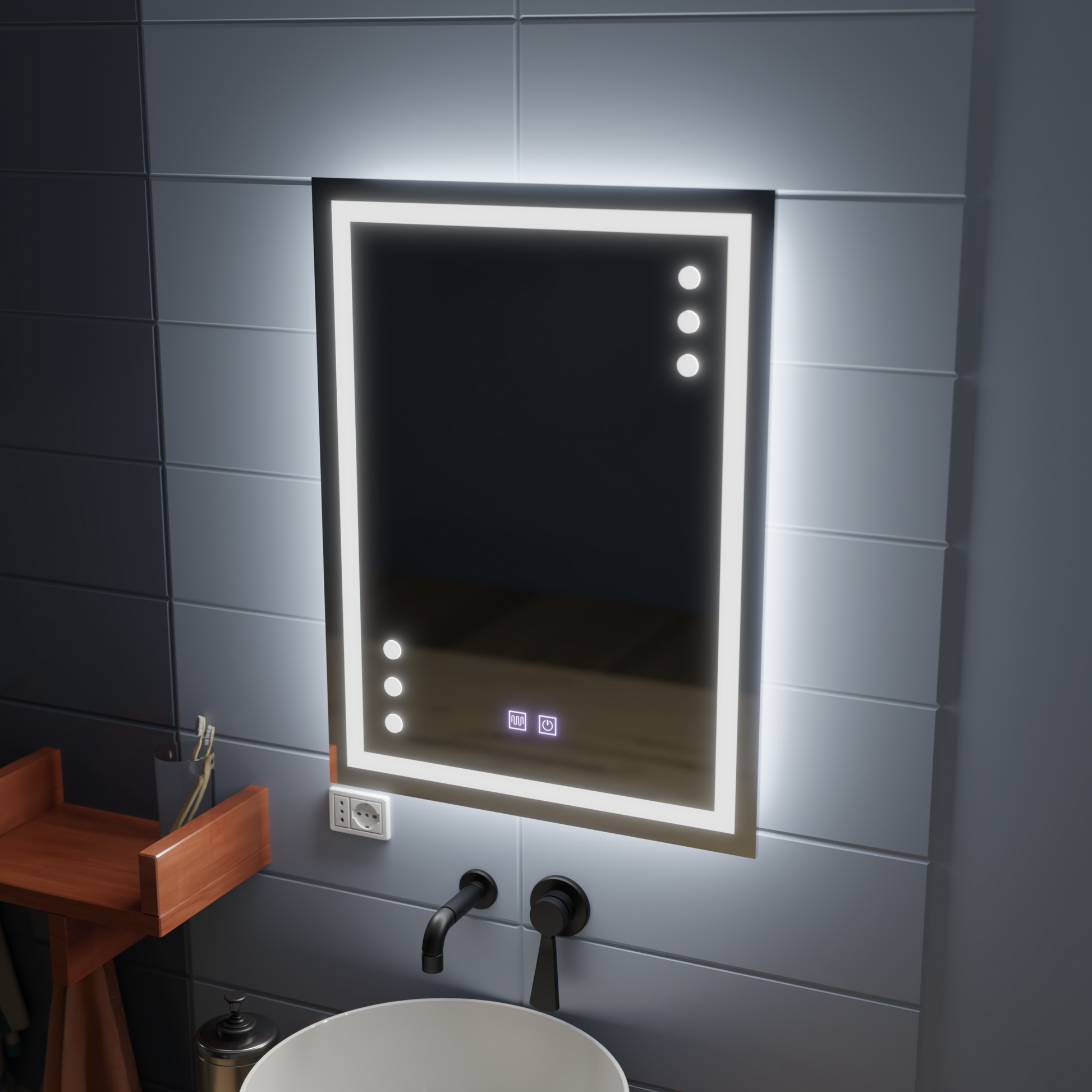 Огледало LED Touch Infima Demist System 60X80cm Огледала Korman E Заглавие по подразбиране Alessandro Design
