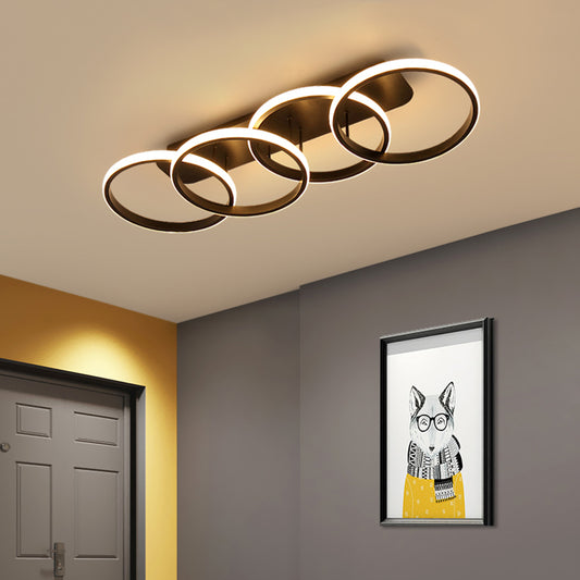 Lustra LED ELIO 47W, 4 Cercuri, Liniara, lumina Rece/Calda/Neutra, Negru Lustre LED Default Title Alessandro Design