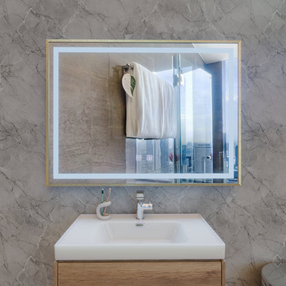 Kariri LED Touch Mirror, 80x60 cm, функция Demister, Gold Rose Brushed Frame Mirrors Korman E Заглавие по подразбиране Alessandro Design