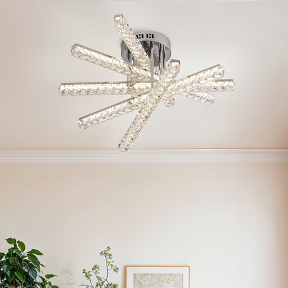 LED полилей с дистанционно управление LUELLA 79W 5 елемента, линейна, студена/топла/неутрална светлина, димируема, сребърен кристален LED полилей Заглавие по подразбиране Alessandro Design