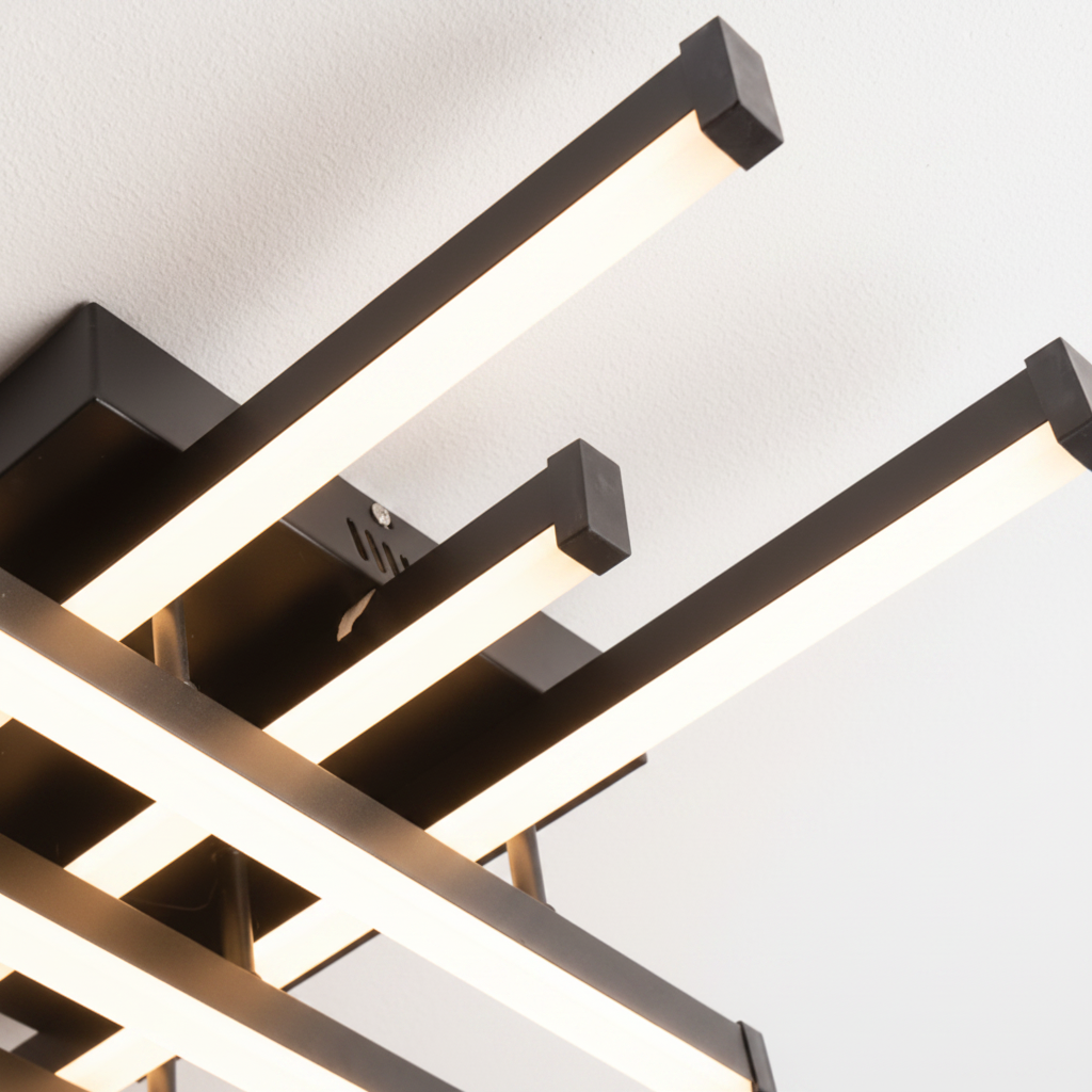LED полилей с дистанционно управление LINEX, 108W, 8 елемента, студена/топла/неутрална светлина, димируем, черен LED полилей с дистанционно управление Заглавие по подразбиране Alessandro Design
