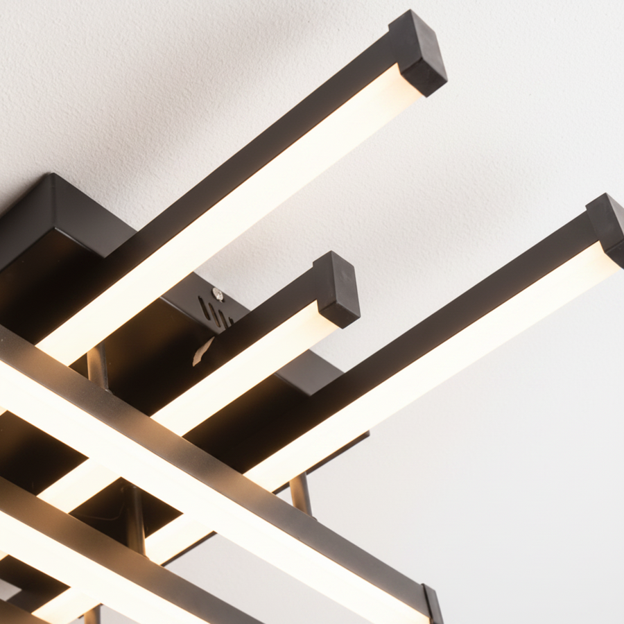 LED полилей с дистанционно управление LINEX, 108W, 8 елемента, студена/топла/неутрална светлина, димируем, черен LED полилей с дистанционно управление Заглавие по подразбиране Alessandro Design
