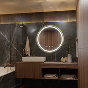 Кръгло LED огледало, 60 см, Celeste Royale Gold Eleve MotionGlow Marcello, система за обезпотяване, часовник и термометър, димируема, подвижна каишка Marcello огледала Заглавие по подразбиране Alessandro Design