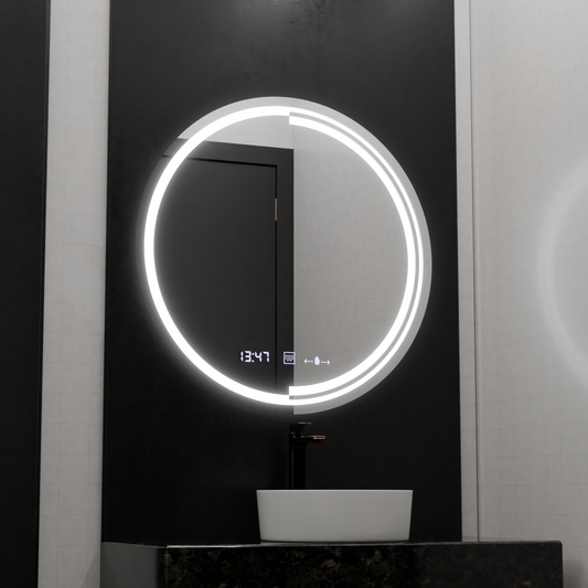 LED кръгло огледало, 60 см, сензор MotionGlow Consuel Marcello, система за обезпотяване, часовник и термометър, димируеми огледала Marcello Заглавие по подразбиране Alessandro Design