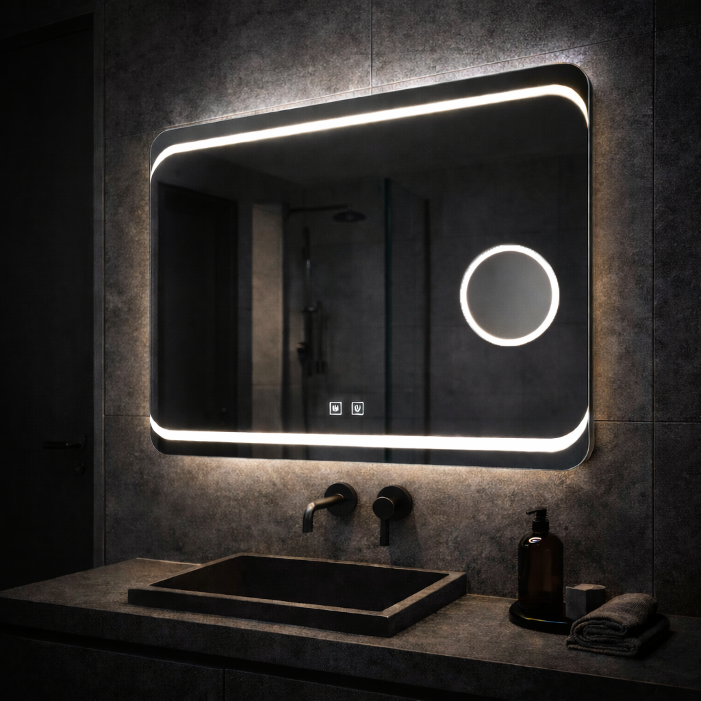 Правоъгълно LED огледало, 80x60cm, Stella Touch, система против запотяване Огледала Korman E Заглавие по подразбиране Alessandro Design