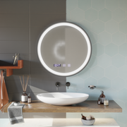 Огледало LED Touch NOVARA Demister System, Clock and Temperature 80 cm Frame Black Brushed Mirrors Korman S Заглавие по подразбиране Alessandro Design