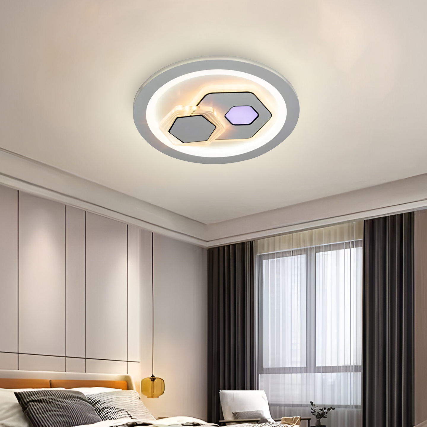 LED полилей KATHLEEN RGB 16W, топла/неутрална светлина, бели апликирани LED полилеи Заглавие по подразбиране Alessandro Design
