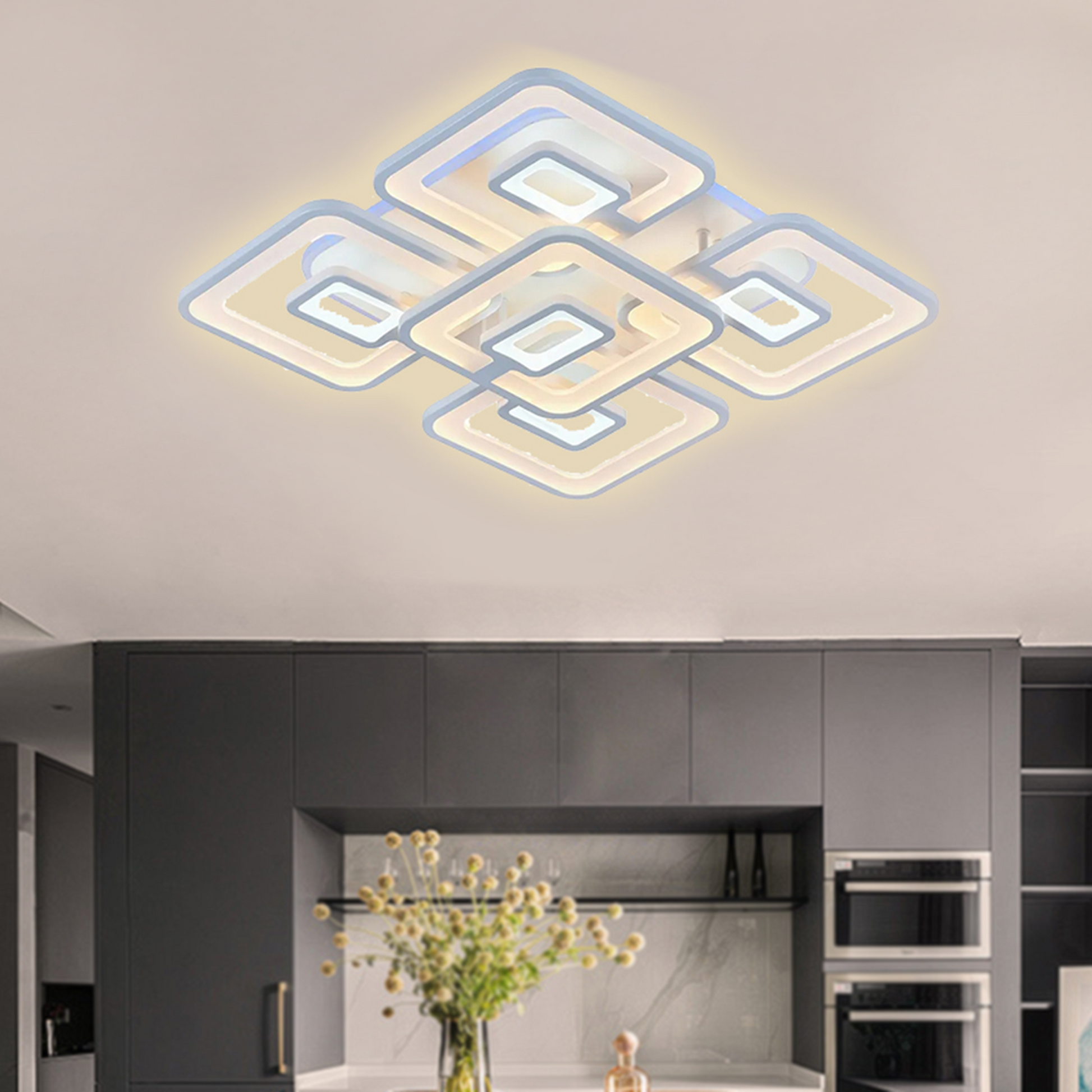 LED полилей с дистанционно управление FELIX 119W, 5 квадрата, студена/топла/неутрална светлина, димируем, бял LED полилей с дистанционно управление Default Title Alessandro Design