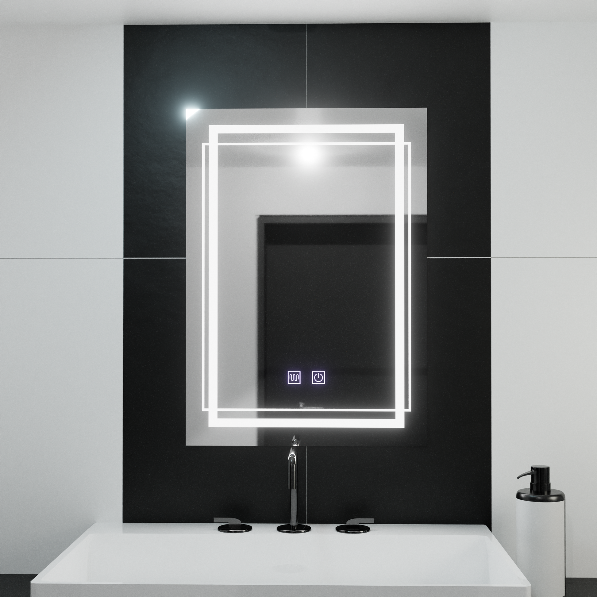 Правоъгълно LED огледало, 60x80cm, KOVEN Touch, Demister System, Dimmable Mirrors Korman E Заглавие по подразбиране Alessandro Design