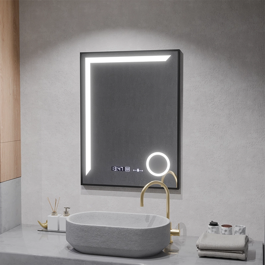 LED огледално сензор Motionglow Francesca 60x80 cm Студена светлина/студ/неутра Намесена рамка за черна четка система отлагания термометър часовник marcello funghi