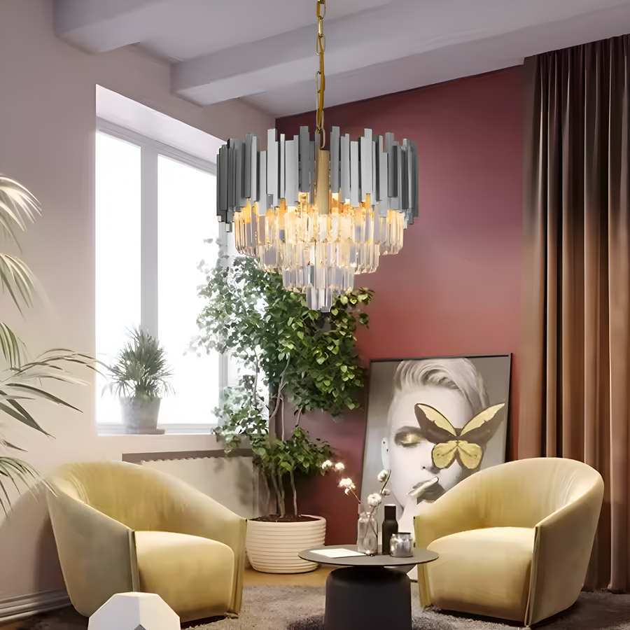 Кристален полилей BLOIS Eleganza 8xE14, диаметър 50 см, сребро, регулируема височина Кристални полилеи Заглавие по подразбиране Alessandro Design