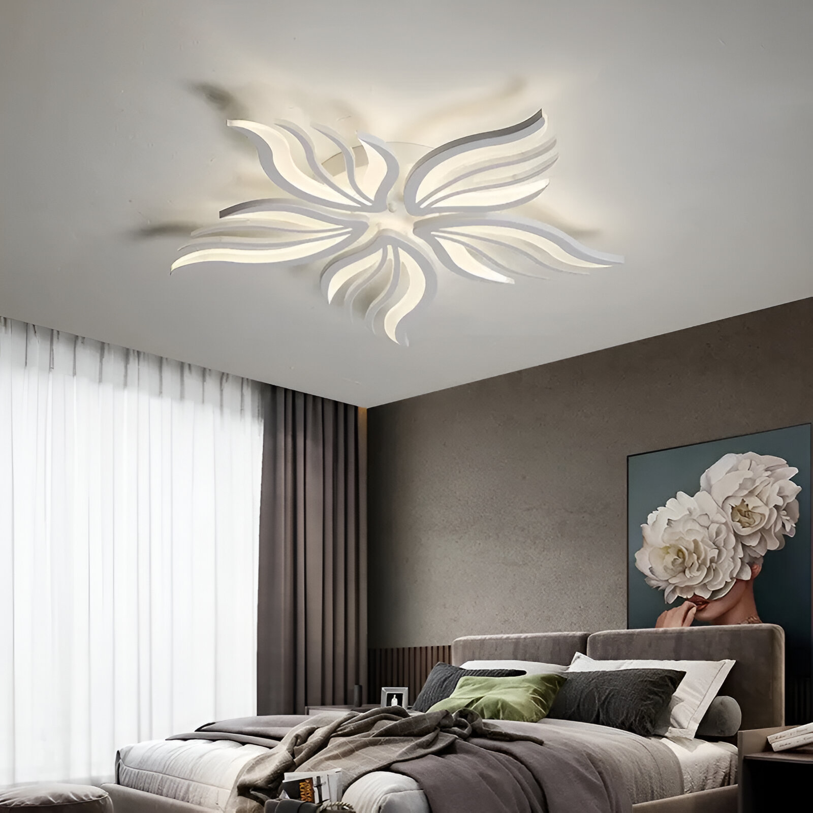LED полилей с дистанционно управление SAKURA 62W, 5 венчелистчета, студена/топла/неутрална светлина, димируем, бял LED полилей с дистанционно управление Заглавие по подразбиране Alessandro Design