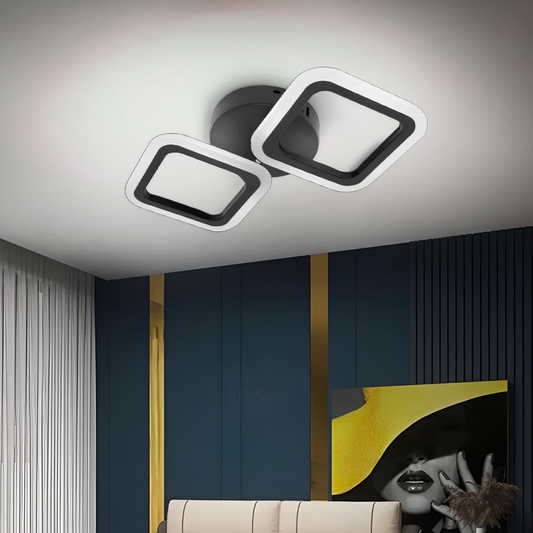 LED полилей PULSARIS 27W, 2 квадрата, студена/топла/неутрална светлина, черни LED полилеи Заглавие по подразбиране Alessandro Design