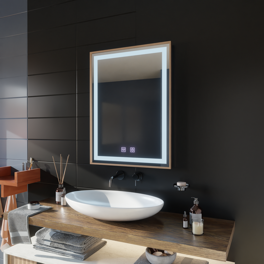 Kariri LED Touch Mirror, 60x80 cm, функция Demister, Gold Rose Brushed Frame Mirrors Korman E Заглавие по подразбиране Alessandro Design