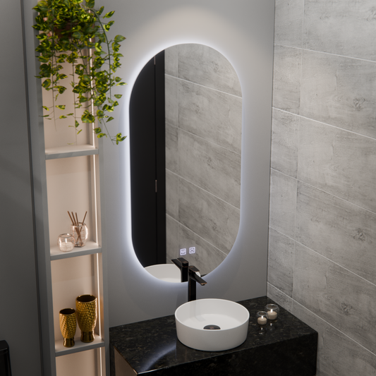 Овално LED огледало, 50x100cm, Velara Touch, система за разрушаване, подразбиращ се