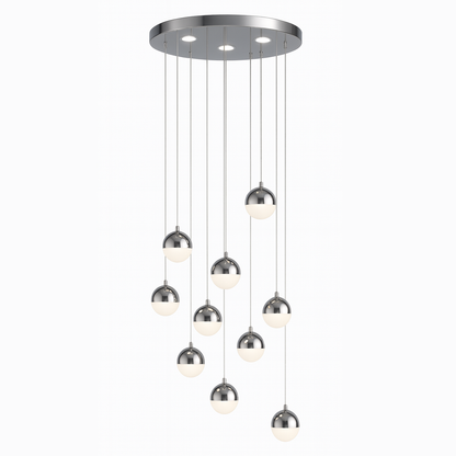 Висящ LED полилей с дистанционно управление JEREMIAS 132W, 10 елемента, студена/топла/неутрална светлина, димиране, сребро Modern Chandeliers Default Title Alessandro Design