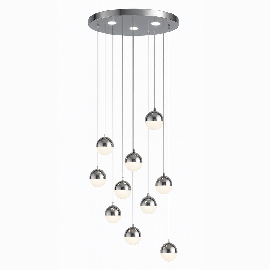 Висящ LED полилей с дистанционно управление JEREMIAS 132W, 10 елемента, студена/топла/неутрална светлина, димиране, сребро Modern Chandeliers Default Title Alessandro Design
