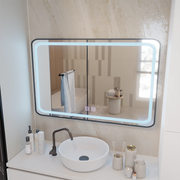 Правоъгълно LED огледало 100x65cm EDGE Touch Demister System, черна рамка