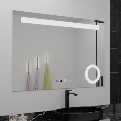 Правоъгълно LED огледало, 80x60cm, ABSOLU MotionGlow Marcello, система за обезпотяване, часовник и термометър, козметична лупа, димируеми огледала Marcello Заглавие по подразбиране Alessandro Design