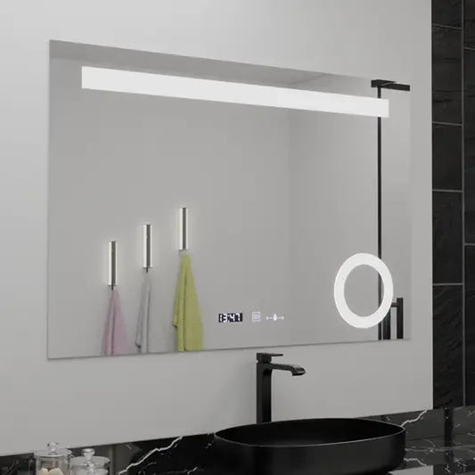Правоъгълно LED огледало, 80x60cm, ABSOLU MotionGlow Marcello, система за обезпотяване, часовник и термометър, козметична лупа, димируеми огледала Marcello Заглавие по подразбиране Alessandro Design