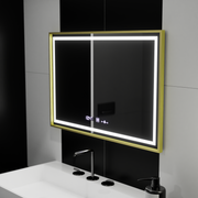 Правоъгълно LED огледало, 120x80 см, Verite Royale Gold MotionGlow Marcello, система за обезпотяване, часовник и термометър, димируеми огледала Marcello Заглавие по подразбиране Alessandro Design