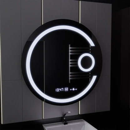 LED кръгло огледало, 22W, 70 см, Visio MotionGlow Marcello, система за обезпотяване, часовник и термометър, козметична лупа, затъмняващи се огледала Marcello Заглавие по подразбиране Alessandro Design