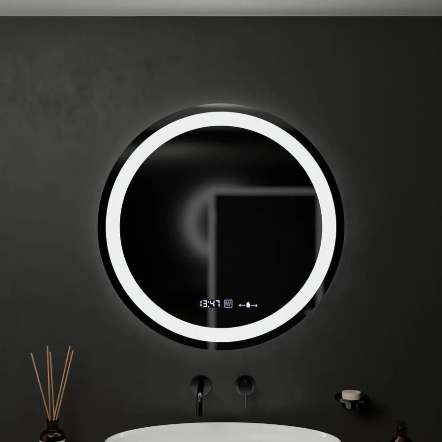 Кръгло LED огледало, 60 см, Celeste MotionGlow Marcello, система против запотяване, часовник и термометър, димируема, топла неутрална студена светлина 3000K/4000K/6000K Marcello Огледала Заглавие по подразбиране Alessandro Design