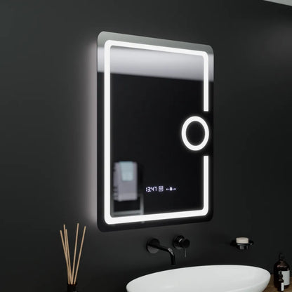 Правоъгълно LED огледало, 60x80 см, Eclat MotionGlow Marcello, часовник и термометър, система против запотяване, козметична лупа, огледала Dimabila Marcello Заглавие по подразбиране Alessandro Design