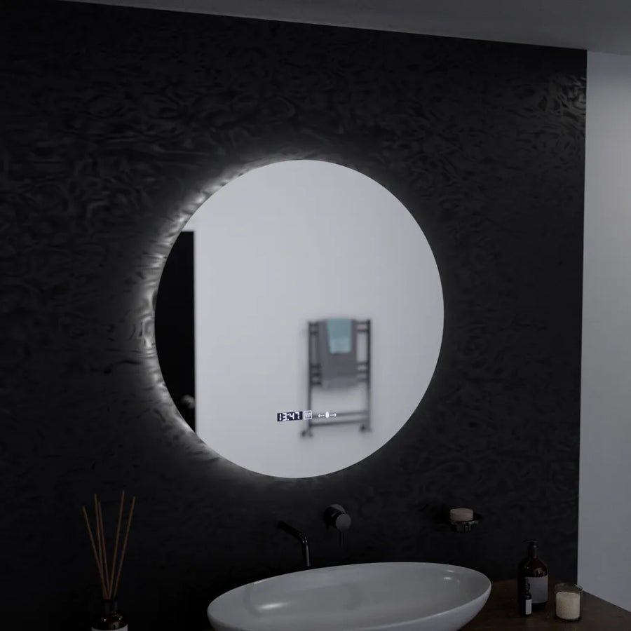 LED кръгло огледало, 60 см, Serenite MotionGlow Marcello, система за обезпотяване, часовник и термометър, димируеми огледала Marcello Заглавие по подразбиране Alessandro Design