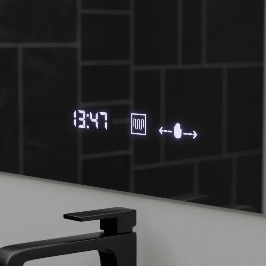 Правоъгълно LED огледало, 120x80 см, ABSOLU MotionGlow Marcello, система за обезпотяване, часовник и термометър, козметична лупа, димируеми огледала Marcello Заглавие по подразбиране Alessandro Design