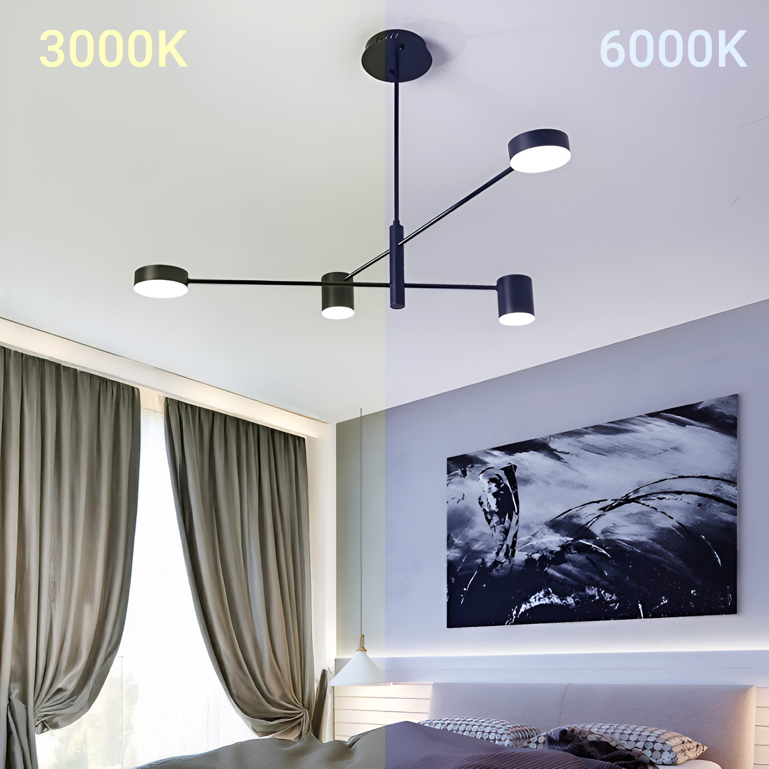 GALIOS LED полилей 48W, 4 елемента, студена/топла/неутрална светлина, черен Модерни полилеи Заглавие по подразбиране Alessandro Design