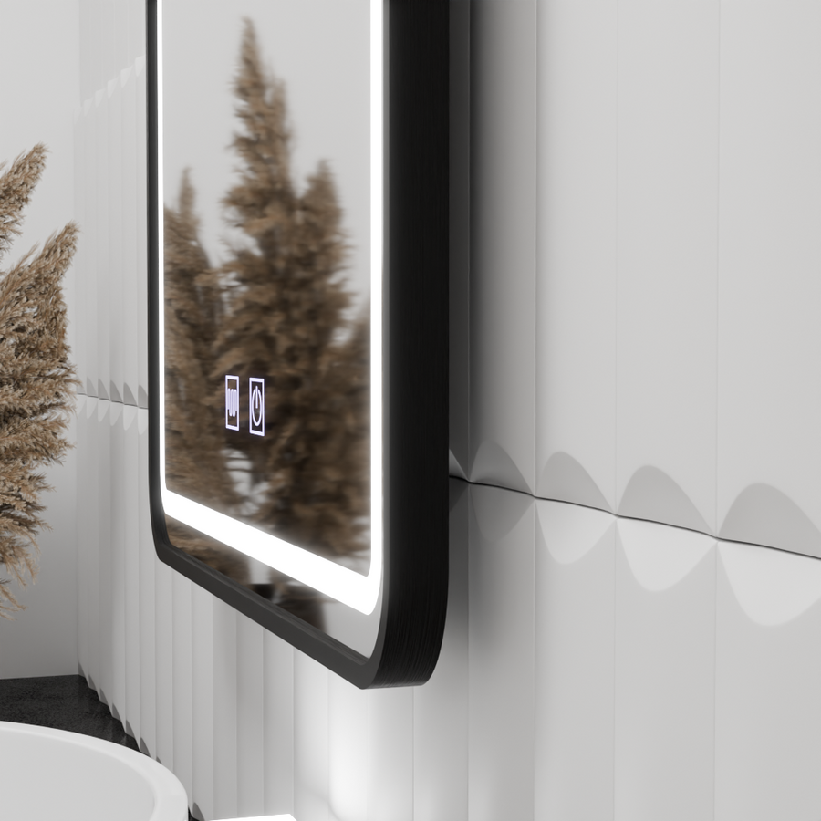 Правоъгълно LED огледало 80x60cm – EDGE Touch Demister System, Black Frame Mirrors Korman E Заглавие по подразбиране Alessandro Design
