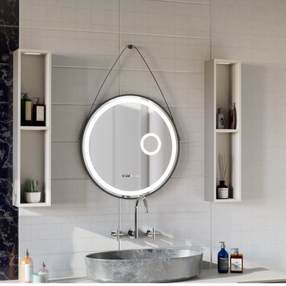 LED кръгло огледало, 11 W, 60 cm, Micah Marcello MotionGlow сензор, система против запотяване, часовник и термометър, козметична лупа, димируеми огледала Marcello Заглавие по подразбиране Alessandro Design