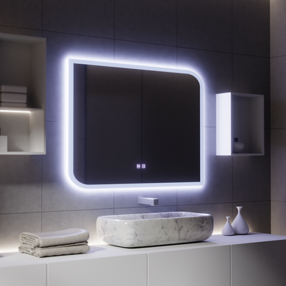 CLARIVO LED огледало правоъгълно, 80X60cm, докосване, система против запотяване, огледала Korman E Заглавие по подразбиране Alessandro Design