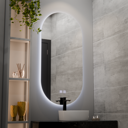 Овално LED огледало, 50x100cm, Velara Touch, система за разрушаване, подразбиращ се