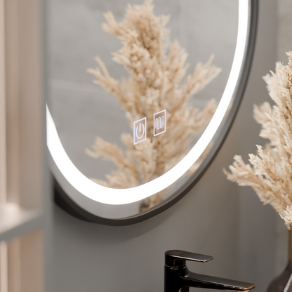 Овално LED огледало 50x80cm VETRO Touch Димируема система против запотяване, черна рамка Korman Mirrors E Заглавие по подразбиране Alessandro Design