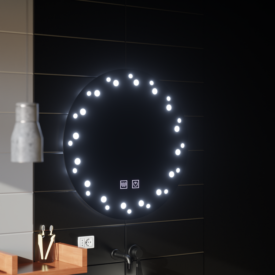 LED огледало Touch Ivory, система против запотяване, диаметър 60 см, студена светлина 6000K Korman Mirrors E Заглавие по подразбиране Alessandro Design