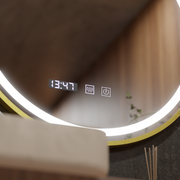 Огледало LED Touch LUSSO система за обезпотяване, часовник и температура, 70 см, матова златна рамка Огледала Korman S Заглавие по подразбиране Alessandro Design