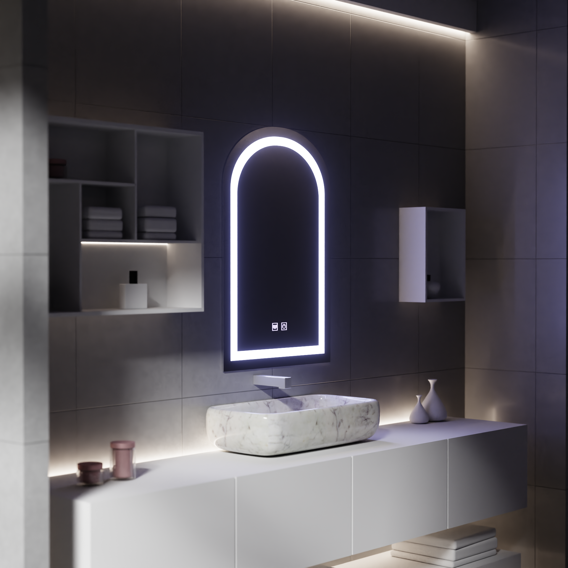 LED сензорно огледало с функция против запотяване, 80x50cm огледала Korman E Заглавие по подразбиране Alessandro Design